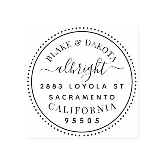 Moderne Round Elegante Verheiratete Sitzadresse Gummistempel (Prägung)