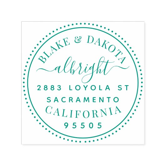 Moderne Round Elegante Verheiratete Sitzadresse Permastempel (Design)