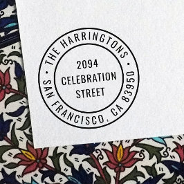 Moderne Round Family Name Rücksendeadresse Permastempel