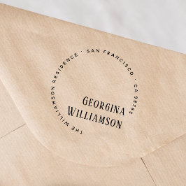 Moderne Round Typografy Name Rücksendeadresse Permastempel