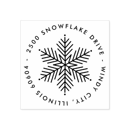 Moderne Round Winter Snowflake Holiday Address Gummistempel (Prägung)