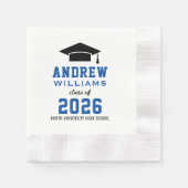 Moderne Royal Blue Custom 2025 Graduation Party Serviette (Vorderseite)
