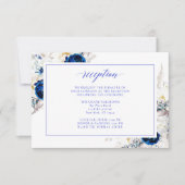 Moderne Royal Blue Floral Wedding Card Dankeskarte (Vorderseite)