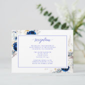 Moderne Royal Blue Floral Wedding Card Dankeskarte (Stehend Vorderseite)