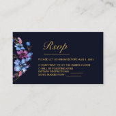 Moderne Royal Blue Floral Wedding RSVP Card Begleitkarte (Vorderseite)