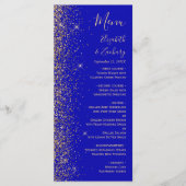 Moderne Royal Blue Gold Glitzer Edge Wedding Menükarte (Vorderseite)