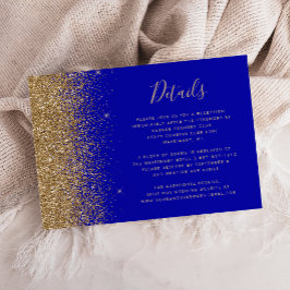 Moderne Royal Blue Gold Glitzer Hochzeiten Details Begleitkarte