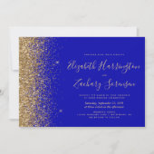 Moderne Royal Blue Gold Glitzer Wedding Einladung (Vorderseite)