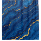 Moderne Royal Blue Gold Marble Collection Duschvorhang (Vorderseite)