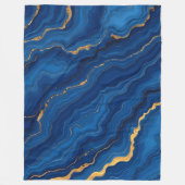 Moderne Royal Blue Gold Marble Collection Fleecedecke (Vorderseite)