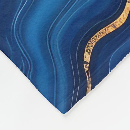 Moderne Royal Blue Gold Marble Collection Fleecedecke (Ecke)