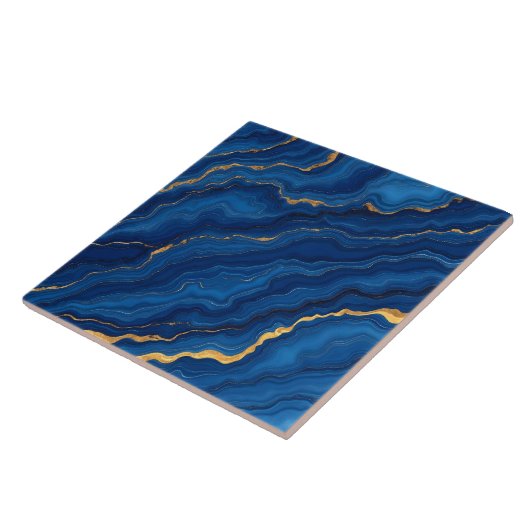 Moderne Royal Blue Gold Marble Collection Fliese (Seite)