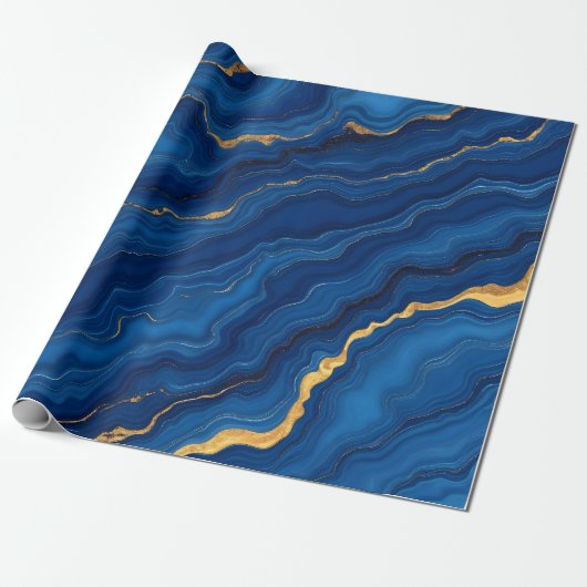 Moderne Royal Blue Gold Marble Collection Geschenkpapier (Ungerollt)