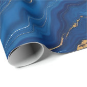 Moderne Royal Blue Gold Marble Collection Geschenkpapier (Rolleneckpunkt)