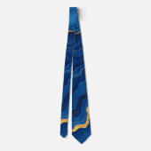 Moderne Royal Blue Gold Marble Collection Krawatte (Rückseite)