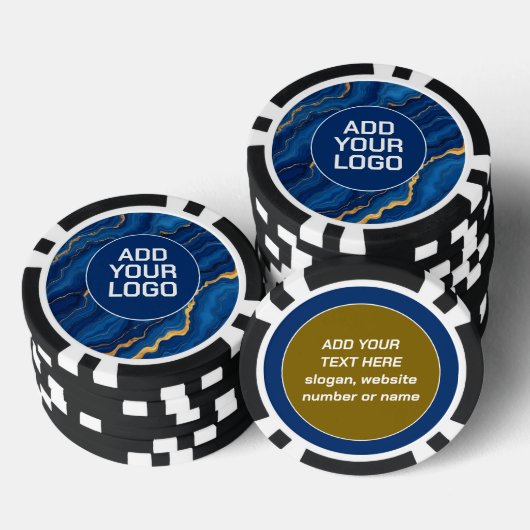 Moderne Royal Blue Gold Marmor Kollektion Pokerchips (Stapel)