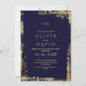Moderne Royal Blue Gold Wedding Einladung (Vorderseite)