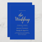 Moderne Royal Blue Monochrome Wedding Einladung (Vorne/Hinten)