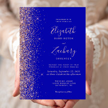 Moderne Royal Blue Rose Gold Glitzer Edge Wedding