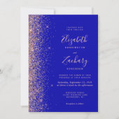 Moderne Royal Blue Rose Gold Glitzer Edge Wedding Einladung (Vorderseite)