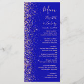 Moderne Royal Blue Rose Gold Glitzer Wedding Menükarte (Vorderseite)