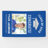 Moderne Royal Blue Silver Foto Graduation Party Banner (Horizontal)