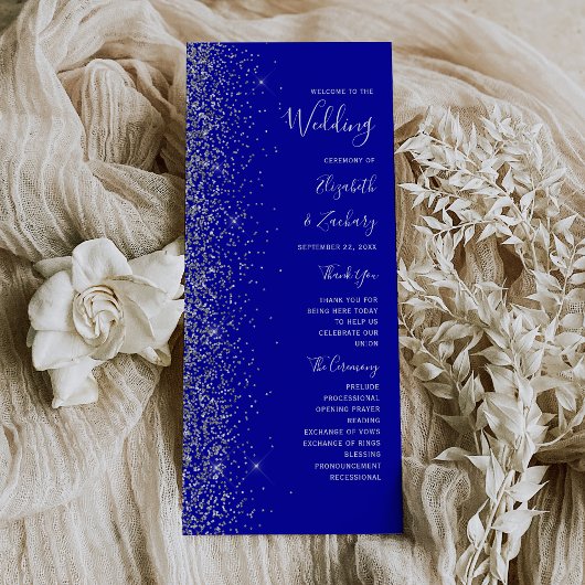Moderne Royal Blue Silver Glitzer Edge Wedding