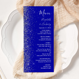 Moderne Royal Blue Silver Glitzer Edge Wedding Menükarte