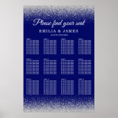 Moderne Royal Blue Silver Glitzer Wedding Poster (Vorne)
