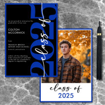 Moderne Royal Blue Typografy Grad Bekanntgabe