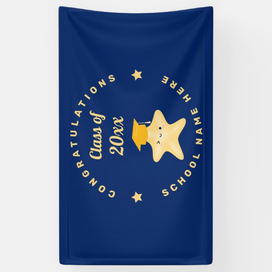 Moderne Royal Blue und Gold Abschluss Star Banner (Vertikal)