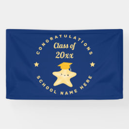 Moderne Royal Blue und Gold Abschluss Star Banner