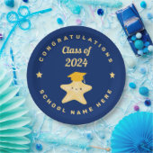 Moderne Royal Blue und Gold Abschluss Star Pappteller (Party)