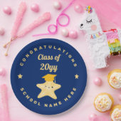 Moderne Royal Blue und Gold Abschluss Star Pappteller (Party)