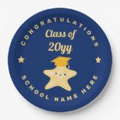 Moderne Royal Blue und Gold Abschluss Star Pappteller (Vorderseite)