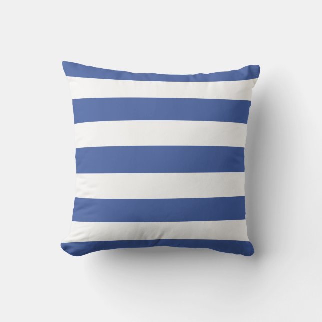 Moderne Royal Blue und White Stripes Kissen Für Draußen (Vorderseite)