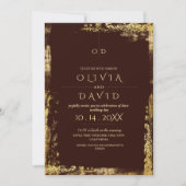 Moderne Royal Brown Gold Wedding Einladung (Vorderseite)