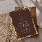 Moderne Royal Brown Gold Wedding Einladung