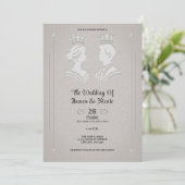 Moderne Royal King & Queen Gray Wedding Einladung (Stehend Vorderseite)