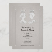 Moderne Royal King & Queen Gray Wedding Einladung (Vorne/Hinten)