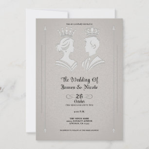 Moderne Royal King & Queen Gray Wedding Einladung