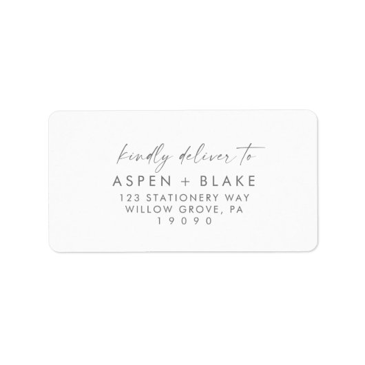 Moderne RSVP-Adressenmarken für Silver Script Adressaufkleber (Vorne)