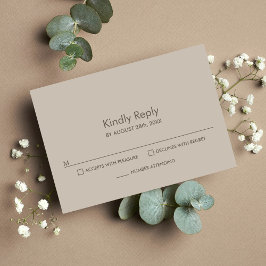 Moderne RSVP-Antwortkarte für Beige-Hochzeiten RSVP Karte