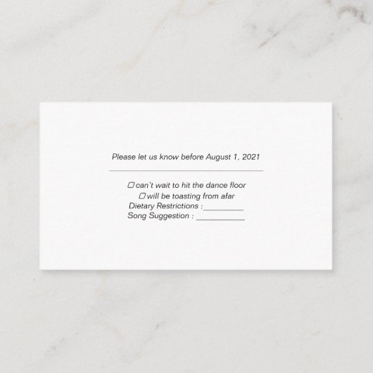 Moderne Rsvp Card für kundenspezifisches Foto Begleitkarte (Rückseite)