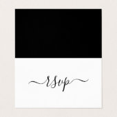 Moderne RSVP-Foto für Schwarz und Weiß Visitenkarten (Außenseite Aufgefaltet)