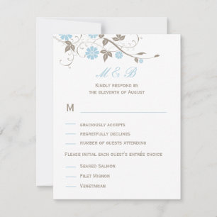 Moderne RSVP-Karte für Blumenzehen - Aqua Blue RSVP Karte