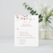 Moderne RSVP-Karte für Blumenzehen - Weich rosa RSVP Karte (Stehend Vorderseite)
