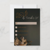 Moderne RSVP-Karte für Boho Dark Rustic Floral Wed RSVP Karte (Vorderseite)
