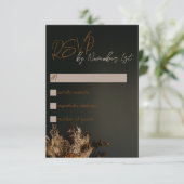 Moderne RSVP-Karte für Boho Dark Rustic Floral Wed RSVP Karte (Stehend Vorderseite)