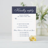 Moderne RSVP-Karte für das Hochzeitsmenü der Gelbe RSVP Karte (Stehend Vorderseite)